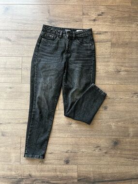 Bonobo Women's High-Rise Mom Fit Washed Charcoal Black Jeans